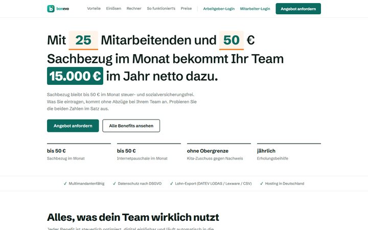 Startseite von bonevo