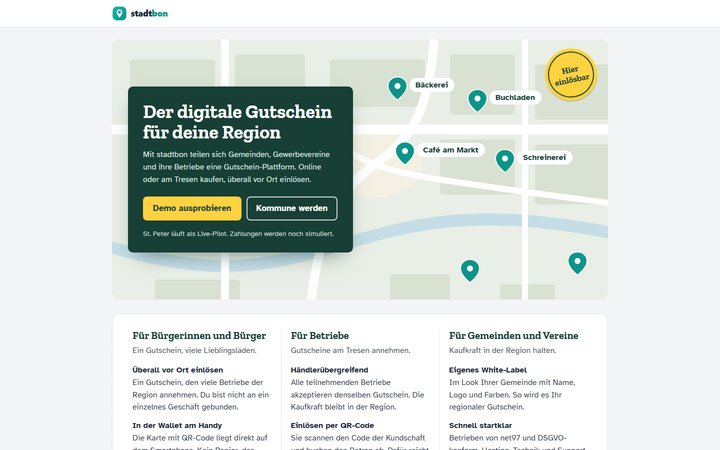 Startseite von stadtbon
